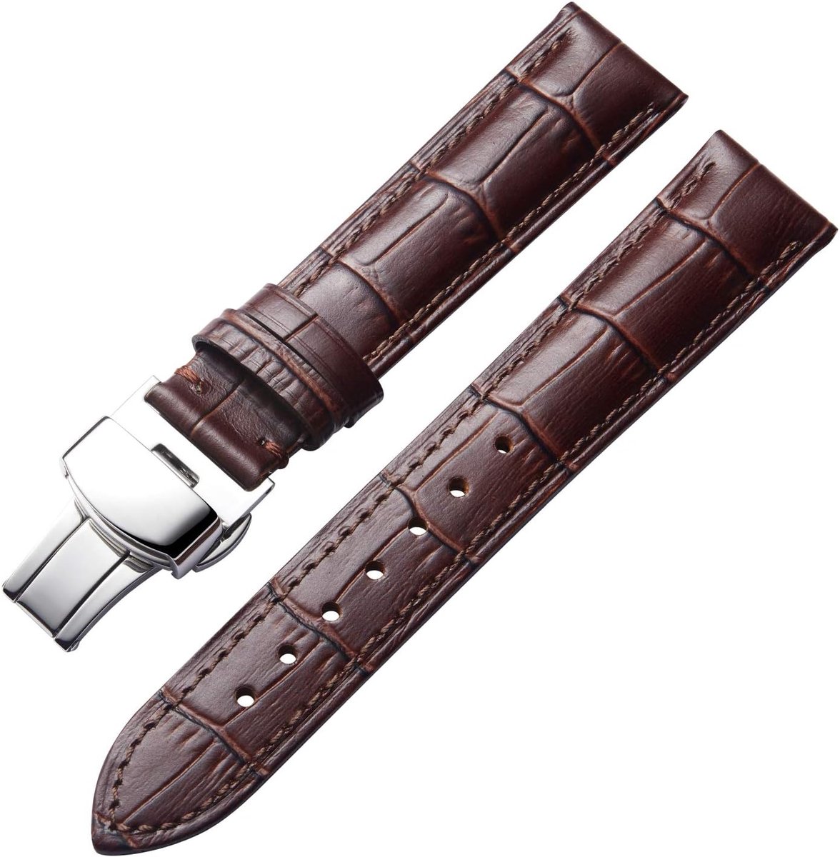 Leren Horlogeband Vervanging met Vlindersluiting - Universele Maat Kleuren