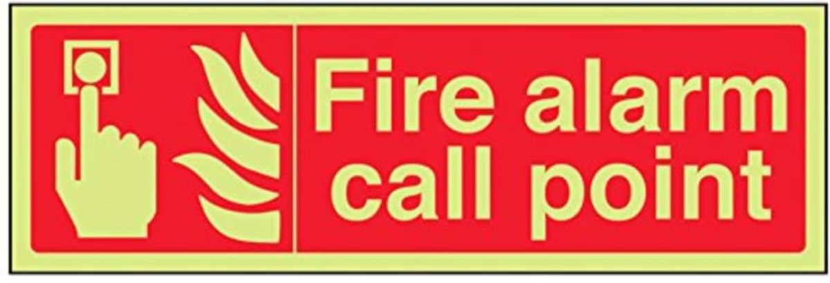 Veiligheidsbord - Brandalarm bord - Brandbestrijding aanduiden - Voldoet aan normen - 300x100 mm - Rood