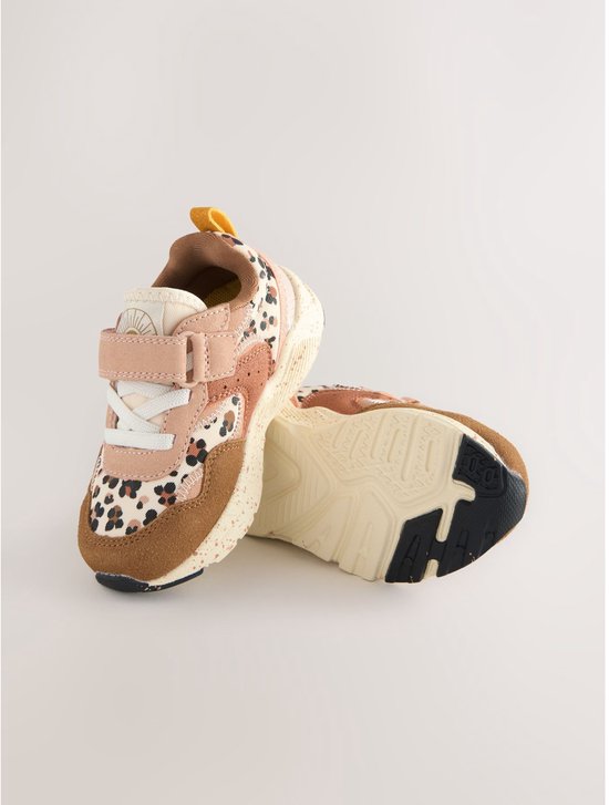 Next - Meisjes - Sneakers met klittenbandsluiting, elastische veters en brede pasvorm (G) - Bruin