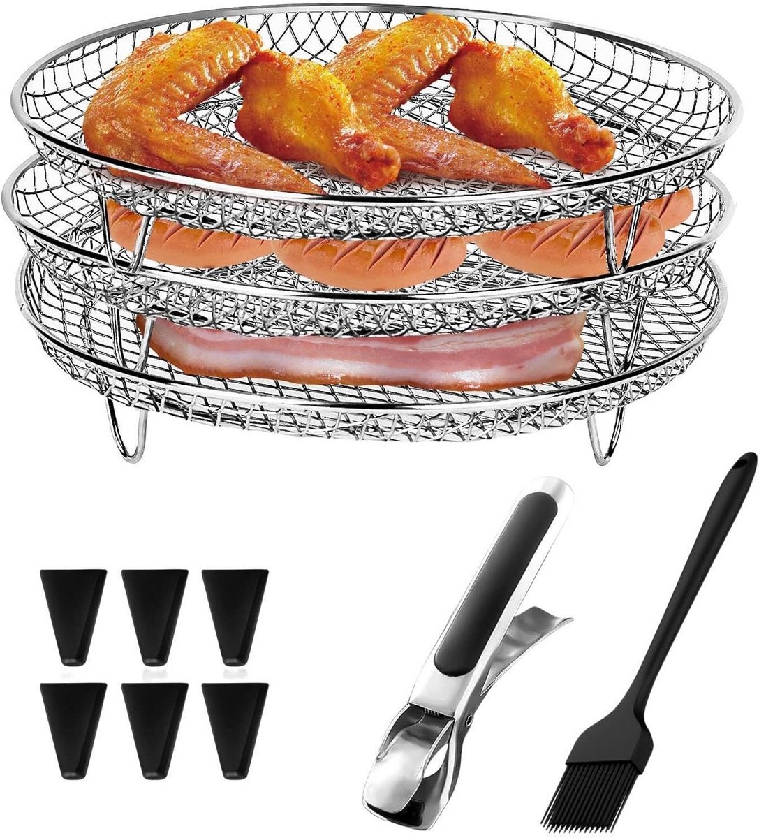 RVS Heteluchtfriteuse Rack Stapelbaar 3 Lagen - Accessoire voor Oven en Airfryer
