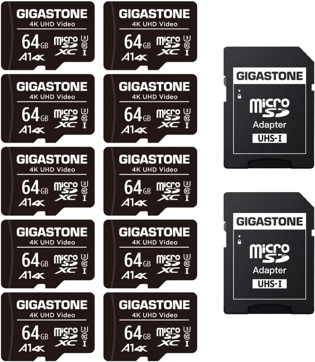 Set van 10 Micro SD Kaarten 64GB met Adapters en Opberghoesjes
