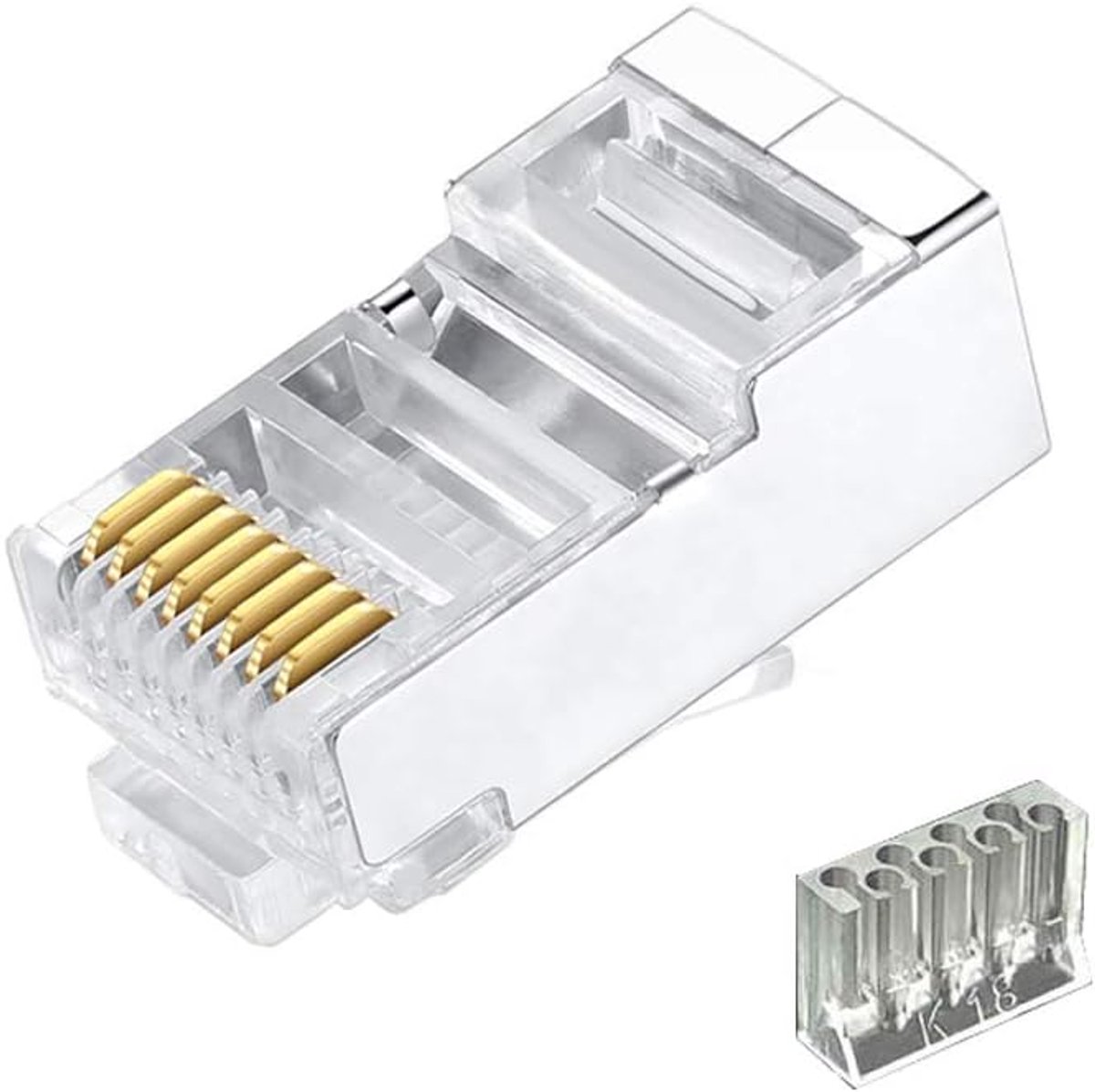 50x Afgeschermde Cat6 RJ45 Connectoren - FTP Modulaire Netwerkstekkers 8P8C