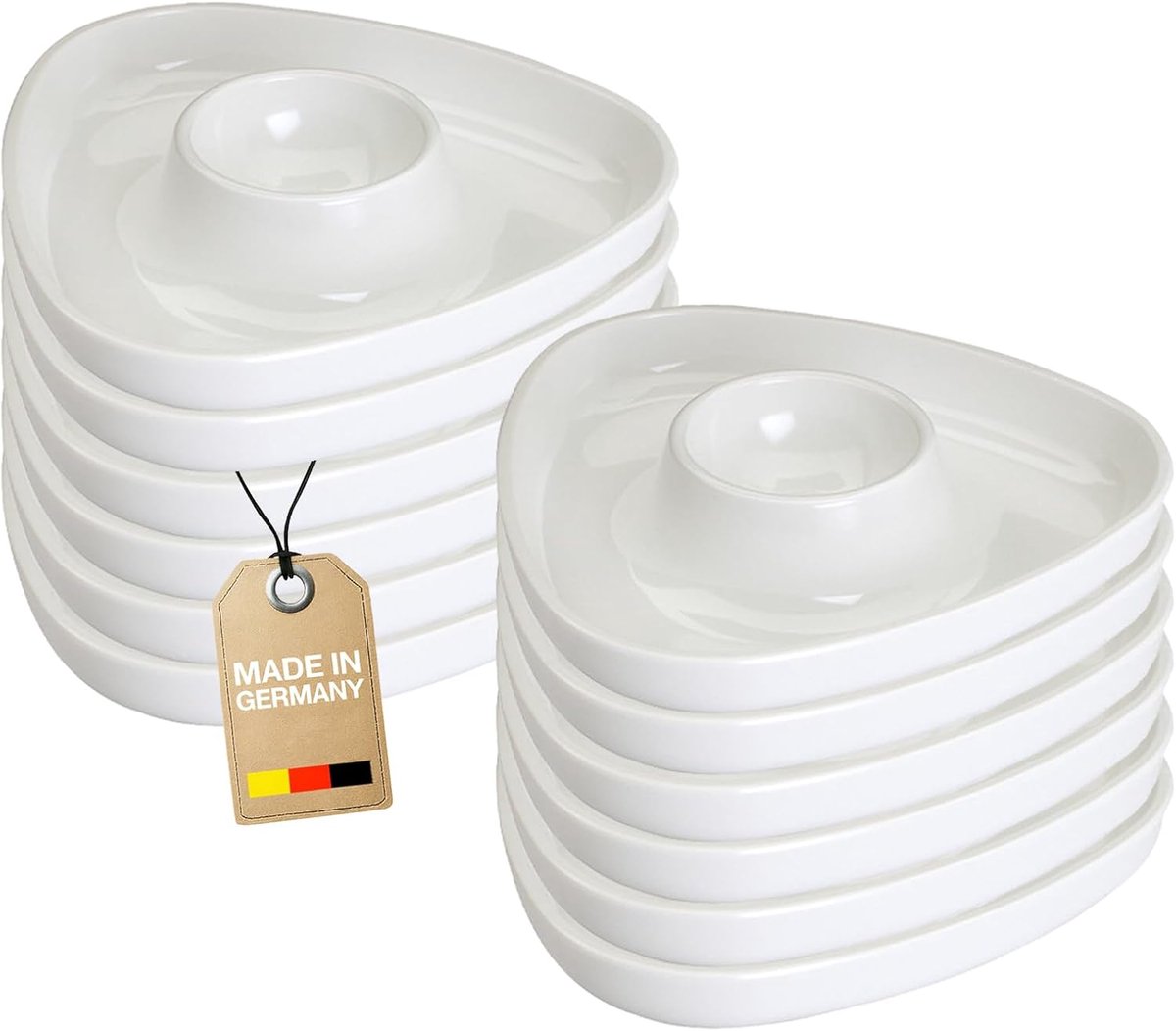 Set van 12 Stapelbare Eierdopjes met Brede Rand voor Kom en Lepel