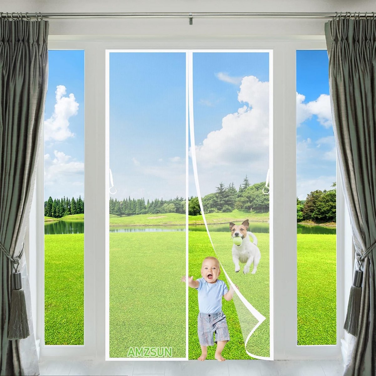 Magnetische Hordeur Wit Handsfree Insectenwerend voor Deuren tot 120x240cm