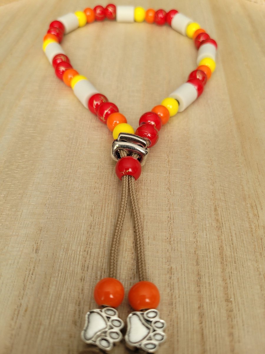 Anti Vlooienband / Tekenband EM-X Kralen 50-60cm ROOD GEEL ORANJE (GEEN RECHT OP RETOUR)