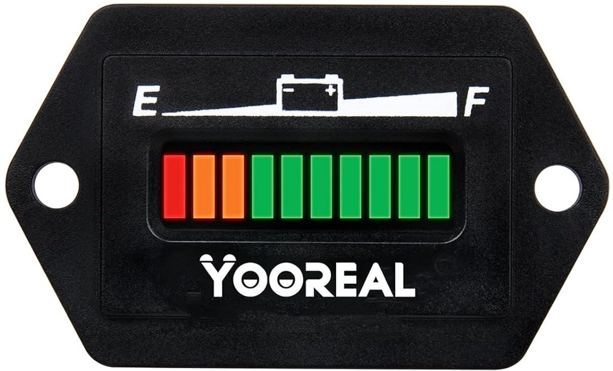 Batterij Indicator 12V/24V Loodzuur Gebruiksmeter voor Golfkar, Trailer en Heftruck