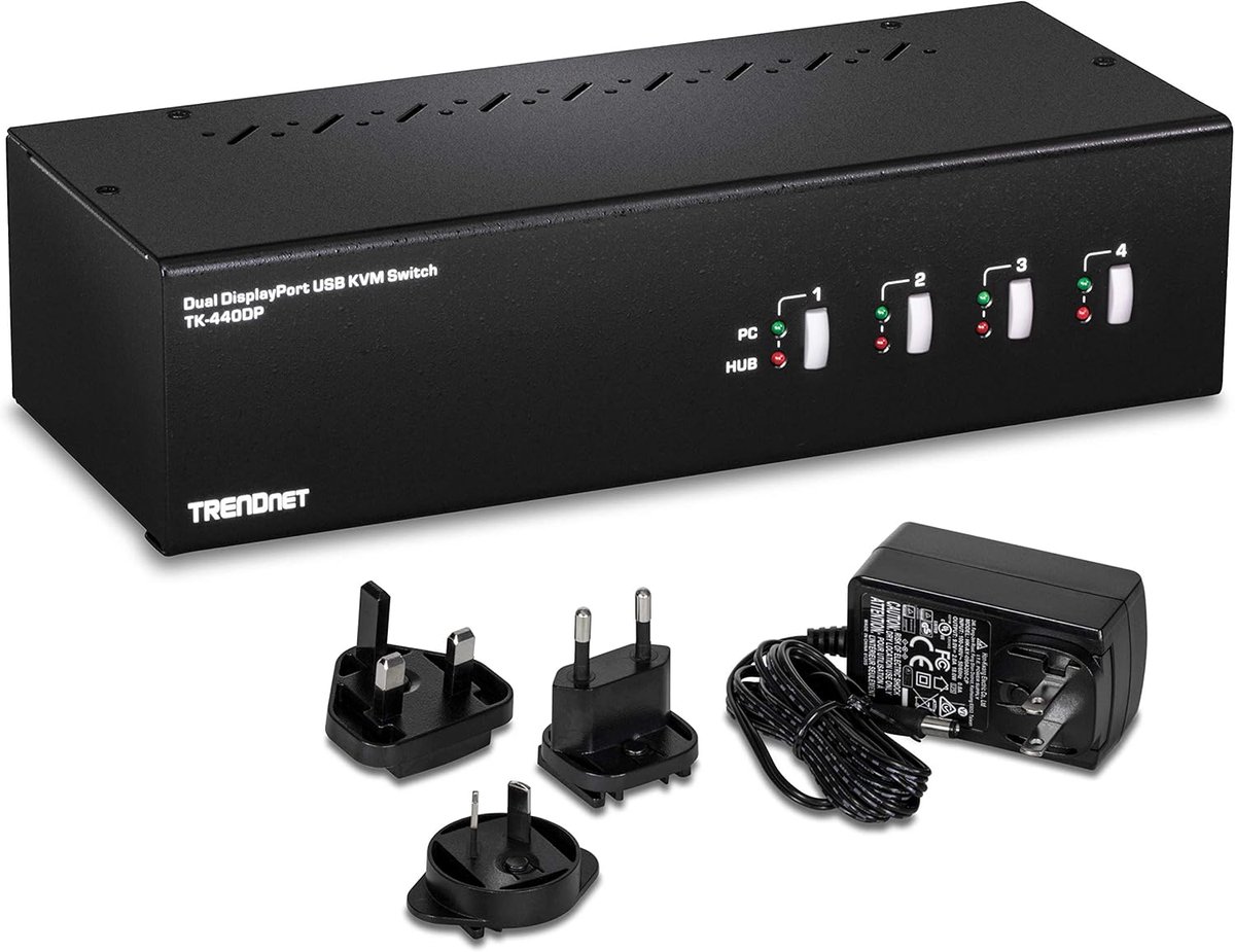 KVM Switch - Dubbele Monitor - Meerdere PC's - 4K Resolutie - 25 x 10 x 7 cm