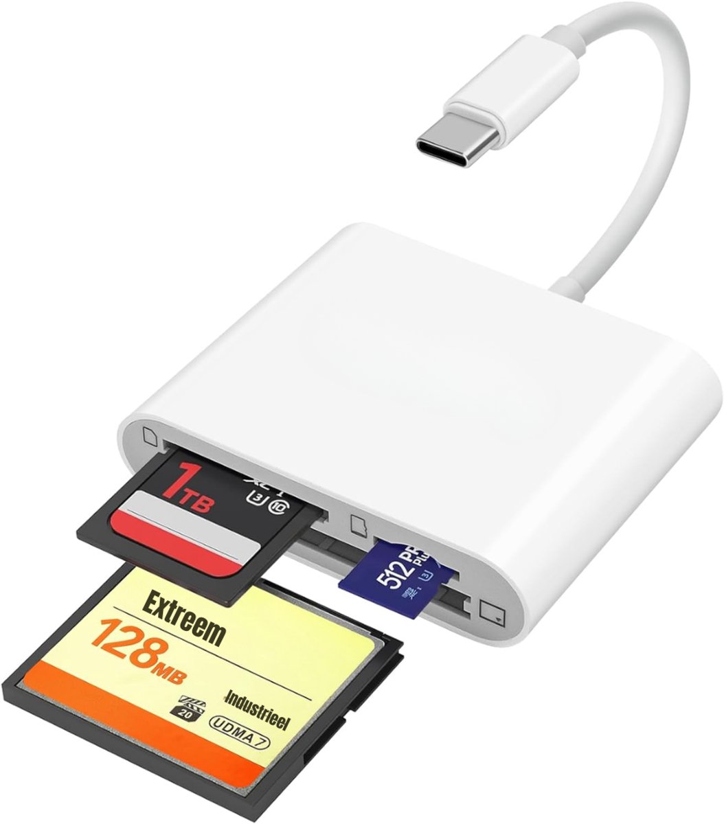 Florixa® Sd Kaart Lezer - SD-kaart - SD-kaartlezer USB-C - Wit - 17cm x 10cm x 2cm