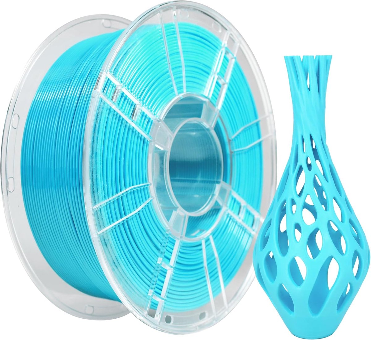 3D Printer Filament - PETG Materiaal - Precisie Printen - Maattolerantie +/- 0.02mm - 1.75mm Spoel 1kg - Cyaan
