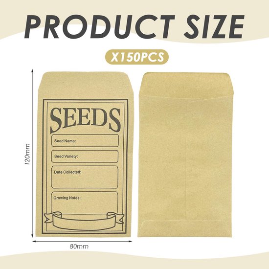 Zakken voor Zaden - Bruine Enveloppen - Opslag Kleine Items - Duurzaam Kraftpapier - 12 x 8 cm - Bruin — afbeelding 5