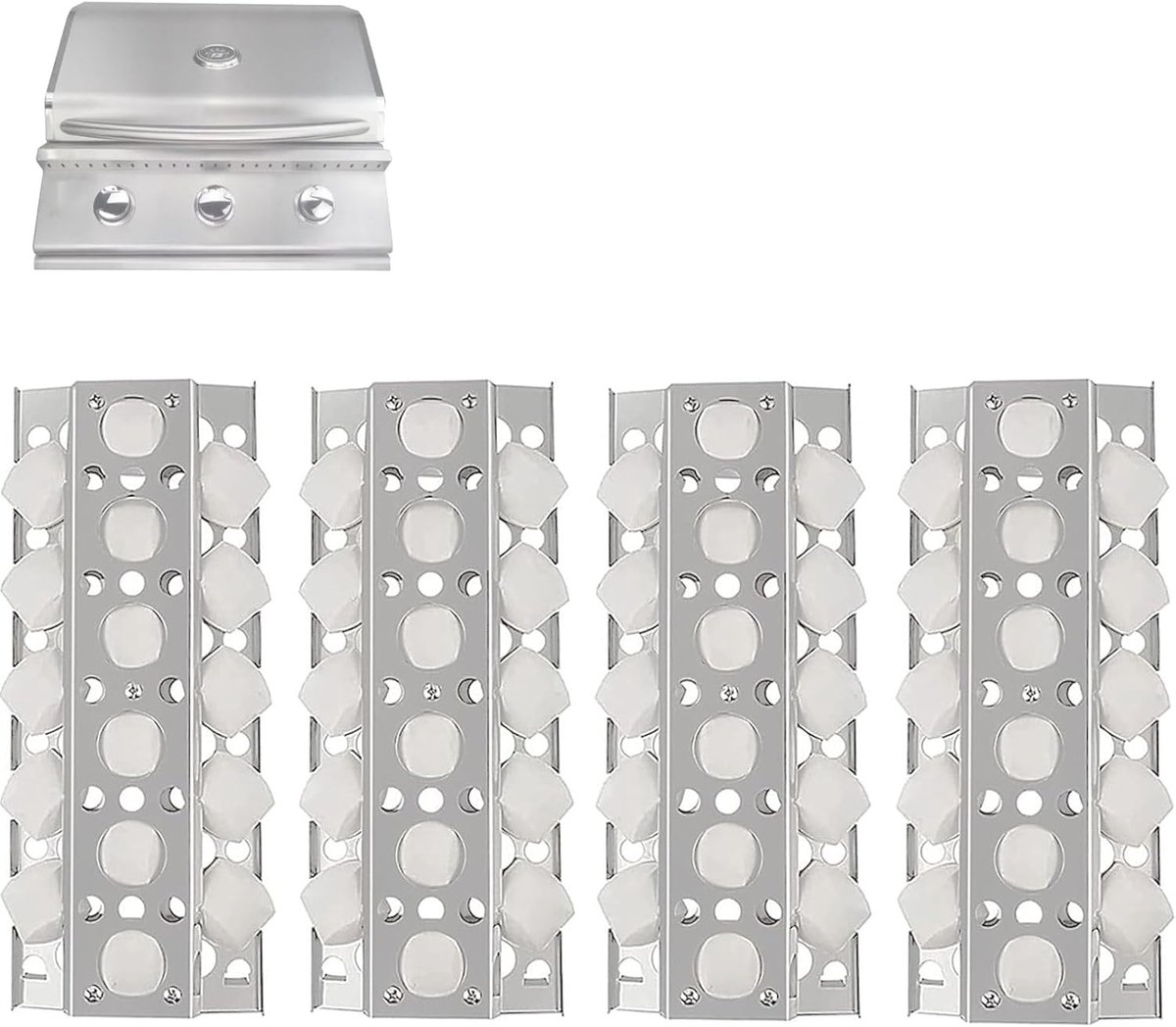 4-Pack Brikettenbakken voor BBQ - Universele Vervanging voor Grills 66cm & 81cm
