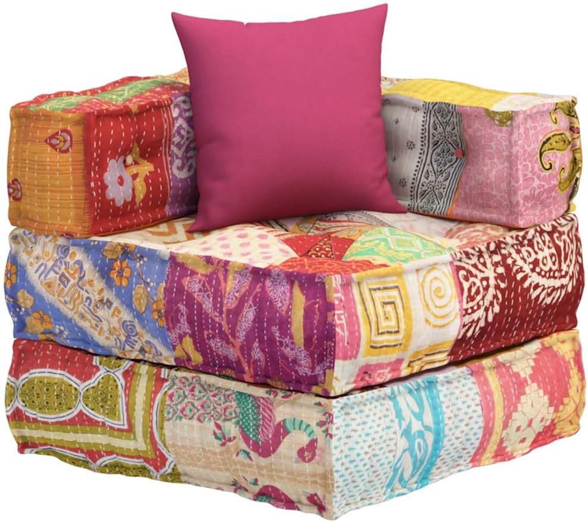 Modulaire Poef - Zitzak Bank - Ontspannen Zitten - Uniek Patchwork Design - 70x70x56 cm - 
