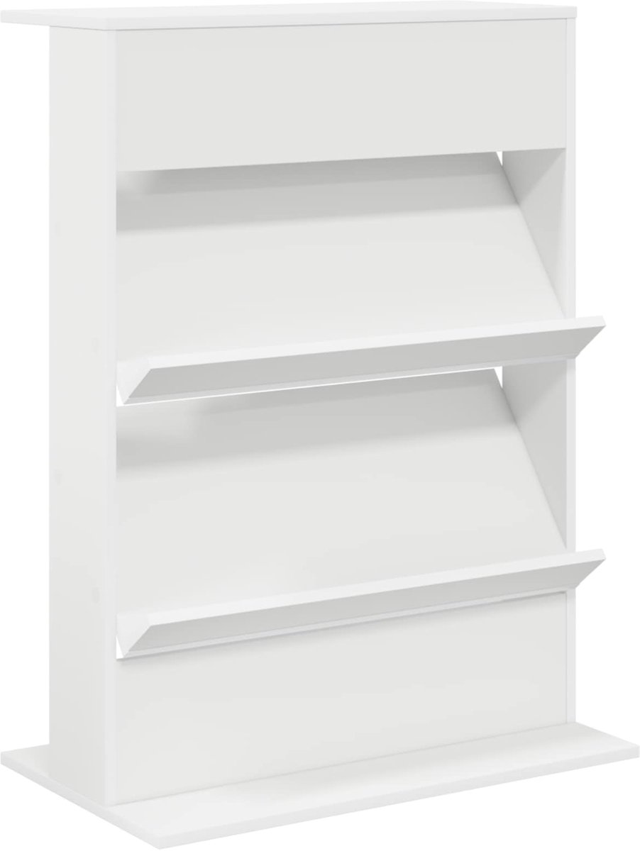 vidaXL - Tijdschriftenrek - met - plank - Wit - 70 - x - 41 - x - 96 - cm - Bewerkt - hout