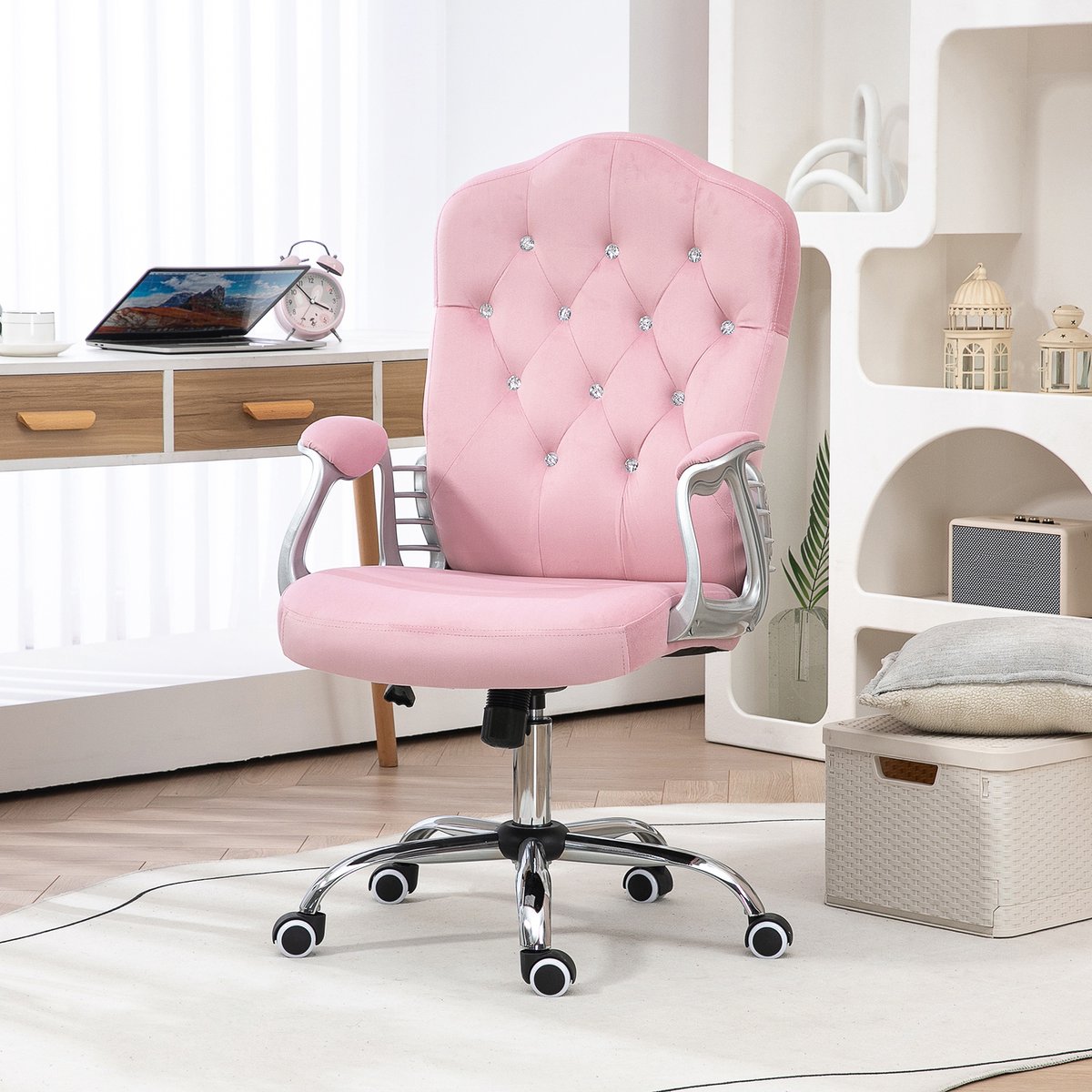 HAUSS SPOLE Bureaustoel 61 X 61 X 104 114 Cm - Ergonomisch Met Wipfunctie En Hoogteverstelling - Voor Thuiswerk En Kantoor - Polyester - Pink