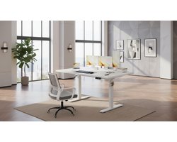 Electric Desk Casa Velluto Elevare Pro – 140x70 cm – Modern Wit Sta-Zit Bureau – Elektrisch Bureau met USB-Aansluiting, Kabelgoot, Hoogteverstelling en Ergonomisch Design
