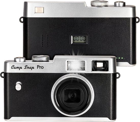 Campsnap Pro Digitale Camera - Schermvrije Retro Fotocamera - 16 Megapixel - 4 Ingebouwde Filters - 500 foto's - Minimalistisch Vintage Design - Met Xenon Flits - Oplaadbaar - 4GB - Zwart