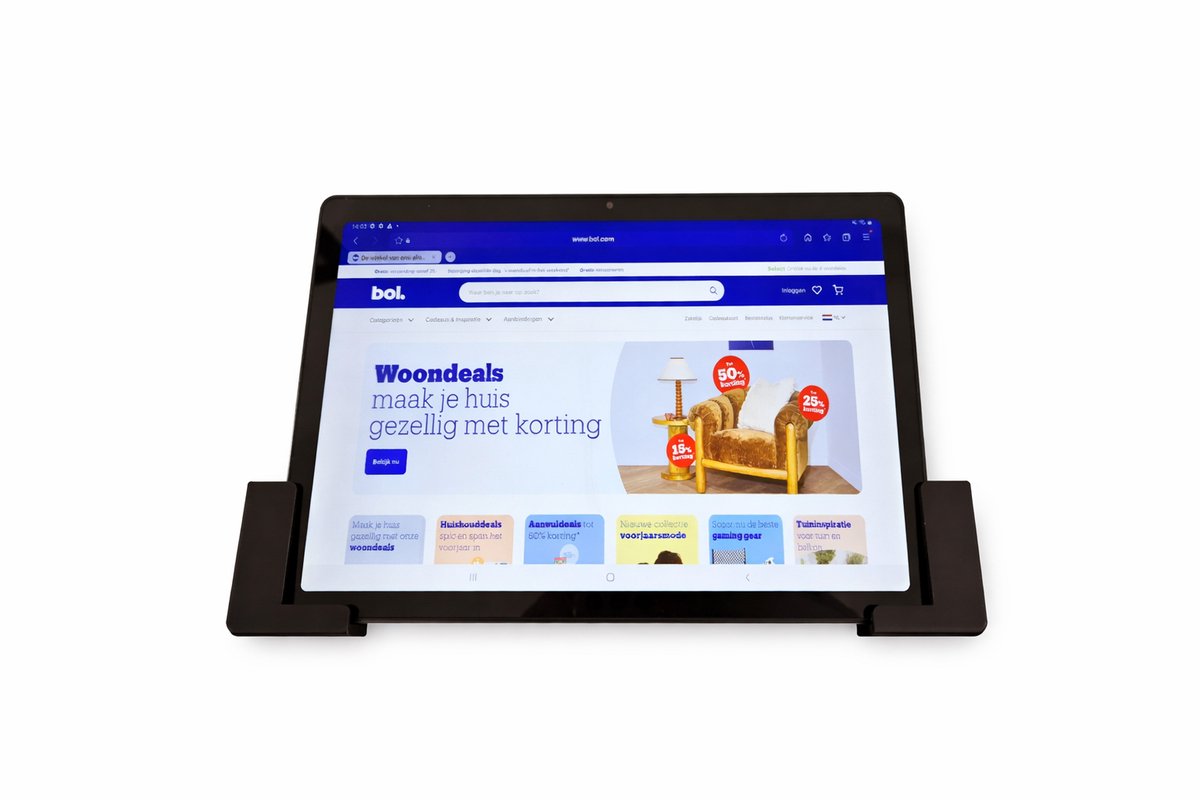 Tablet Houder voor Wandmontage – Minimalistisch Design – Universeel – Inclusief Bevestigingsmateriaal