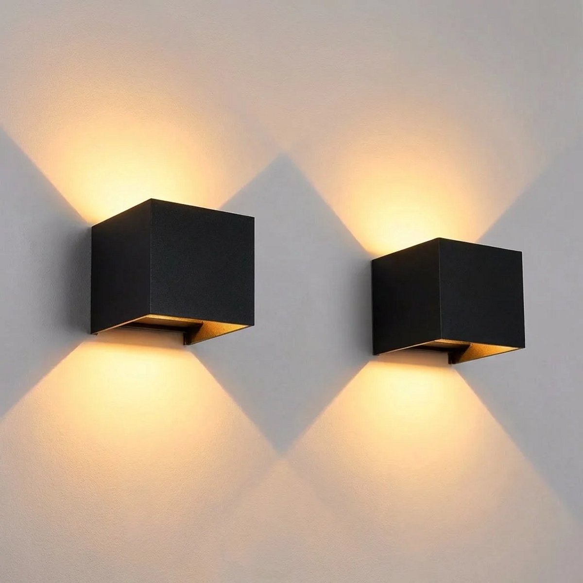 Bol.com Luminize Wandlamp Zwart 2 stuks - geschikt voor binnen en buiten - NIET OPLAADBAAR - 2700k - buitenlamp - 12w aanbieding