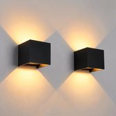 Applique pour intérieur et extérieur 2 pièces - Zwart - 2700K - Industriel - Lampe d'extérieur - Design - Applique - Salon - LED - 12w - 10×10 cm