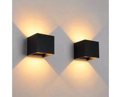 Luminize Wandlamp Zwart 2 stuks - geschikt voor binnen en buiten - NIET OPLAADBAAR - 2700k - buitenlamp - 12w