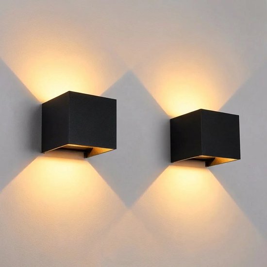 Luminize wandlamp zwart – 2 stuks – binnen en buiten – 2700K – 12W