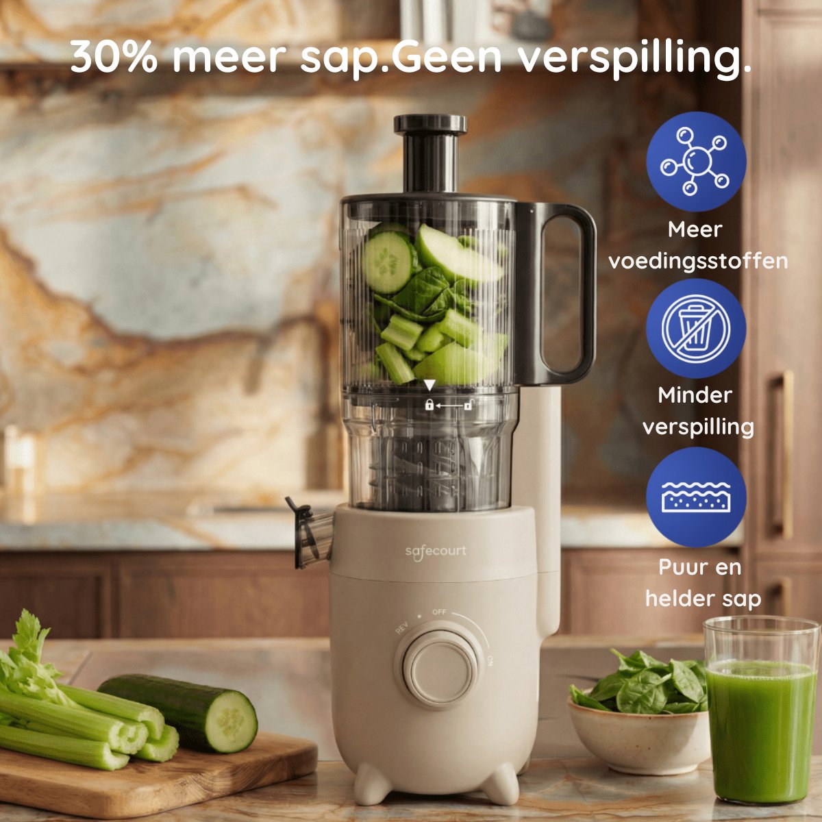 Safecourt Kitchen Slow Juicer - sapcentrifuge Beige thumbnail 4