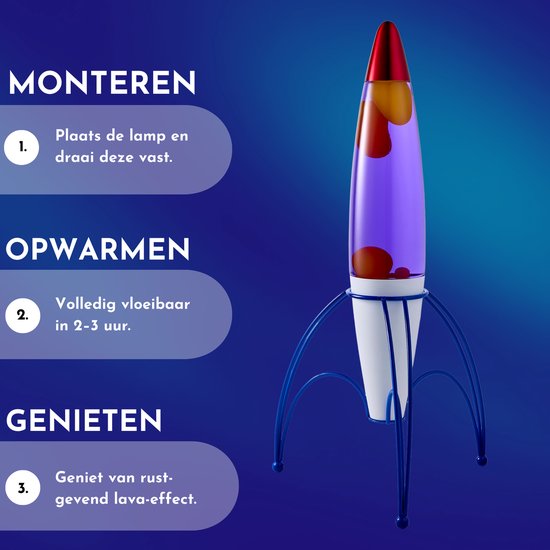 Lighto Raket Lavalamp - Paarse Vloeistof met Gele Lava - voor Kinderen van Lighto — afbeelding 2
