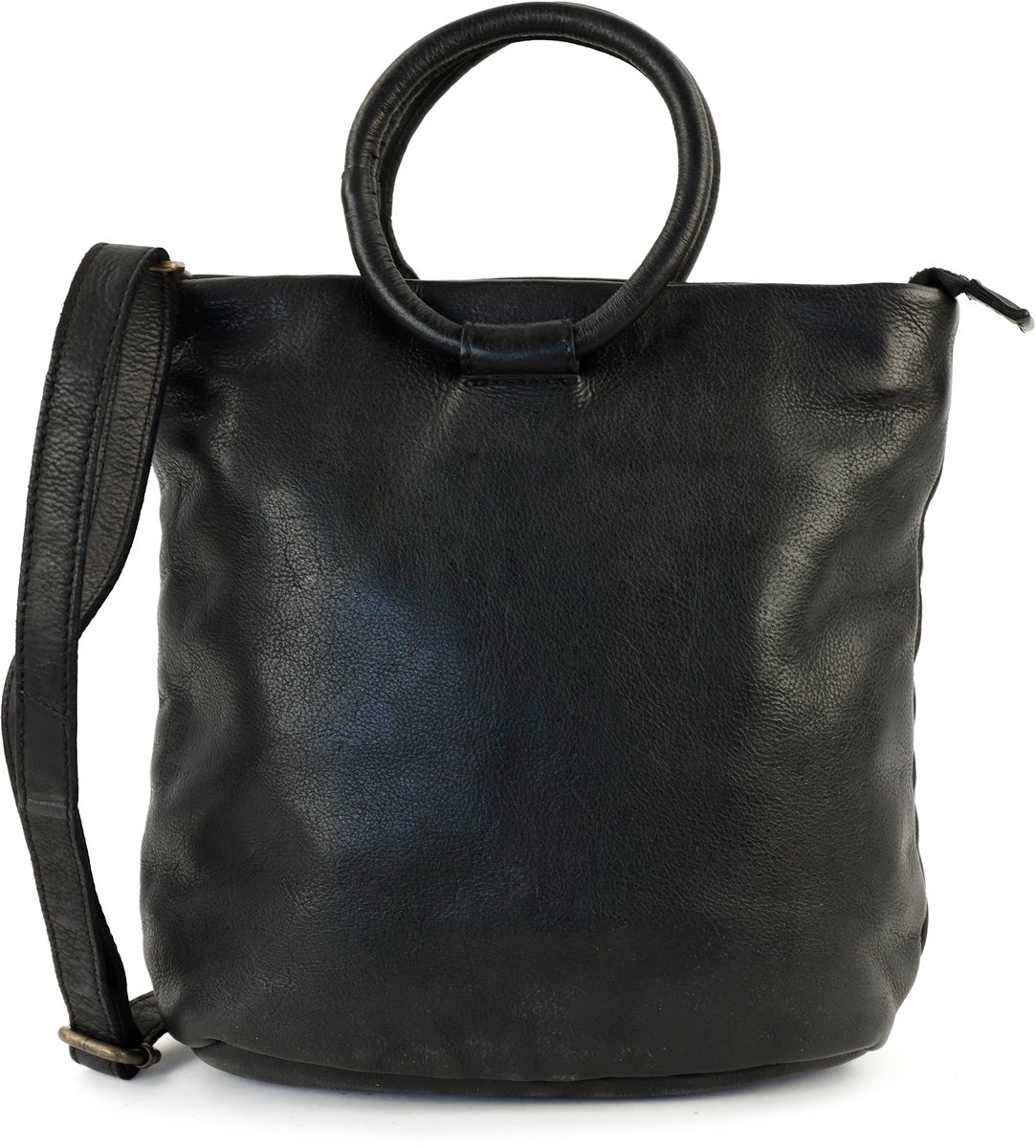 Bear Design Ank Leren Handtas Schoudertas - Zwart