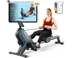 MERACH Roeimachine voor thuis - Inklapbaar roeitrainer - 16 weerstandsniveaus - LCD-display - Stille magnetische rem - Gepolsterd zitje - Exclusieve app en spellen - Kinomap compatibel - Eenvoudige montage - Geschikt voor full-body training