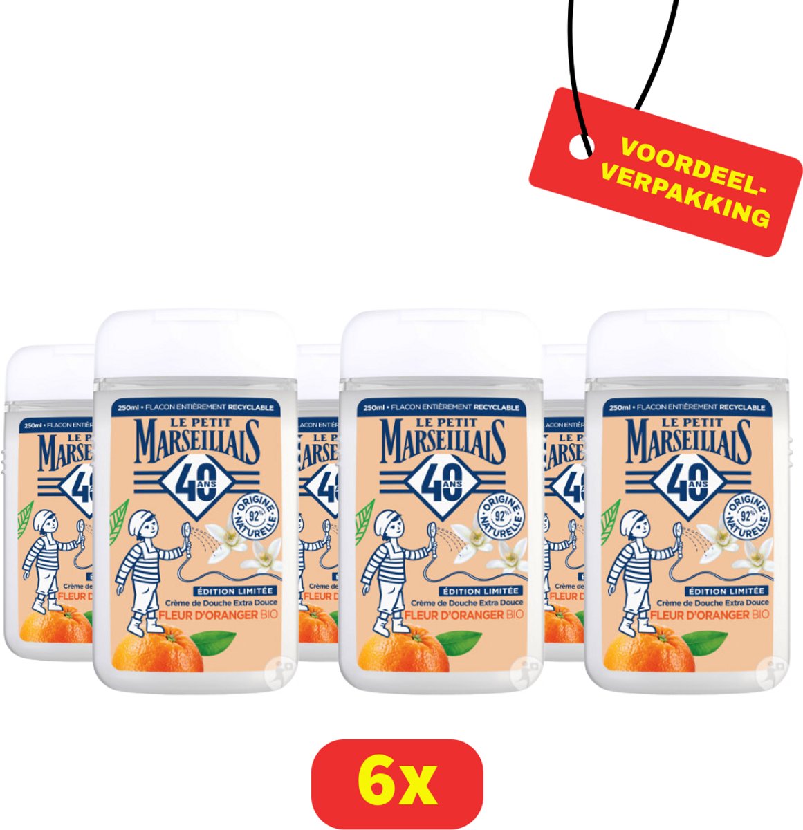Le Petit Marseillais Douchegel - Biologisch - Oranjebloesem - 6 x 250ml - Voordeelverpakking