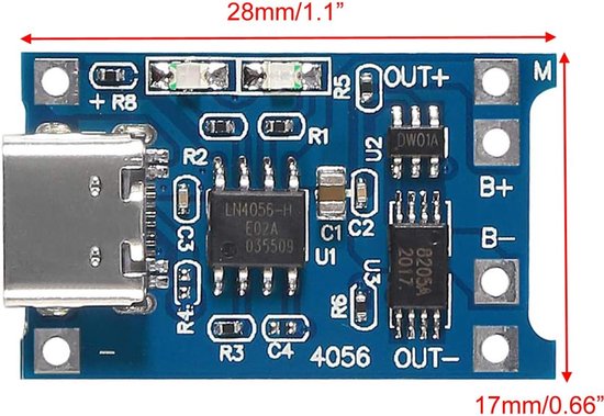 6-Pack Type-C USB-C 18650 Lithium Battery Charger Module met Dubbele ...