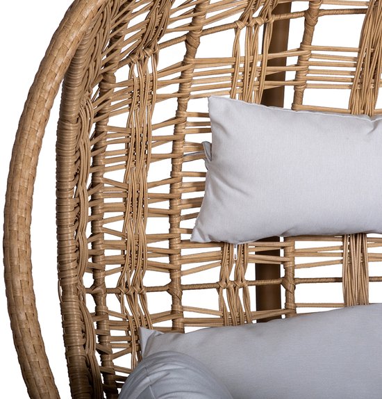 Ovale Hangstoel Met Kussen – Stalen Frame Antracietgrijs/bruin, 103x107x195 Cm, Zit 68x107x121 Cm, Draagkracht 130 Kg, Voor Binnen En Buiten
