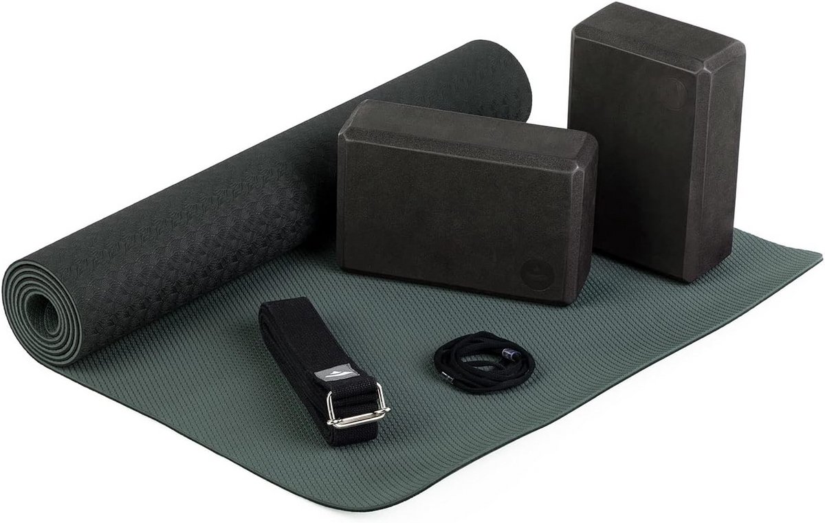 Compleet Yoga Set voor Beginners met Yogamat, Blokken en Yogariem
