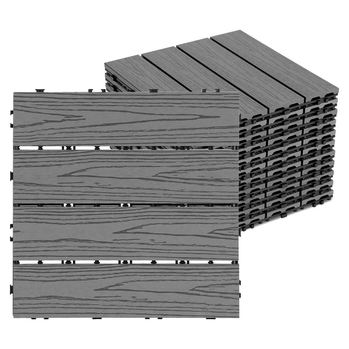 WPC Terrastegels - Kliktegels Balkon - Buitenruimte Vernieuwen - Waterdicht Kliksysteem - 30x30 cm 22 Stuks - Antraciet