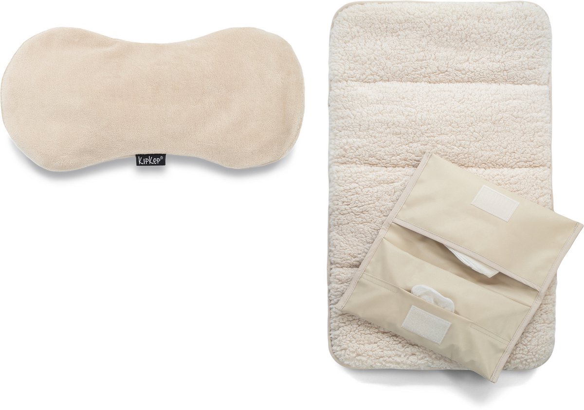 Package deal: Woller warmtekussen + Napper Verschoonmatje met Luieretui - Cookie, beige