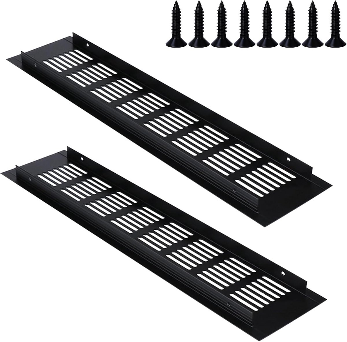 80 mm x 350 mm Ventilatierooster - Zwart Aluminium Afdekking voor Wandventilatie