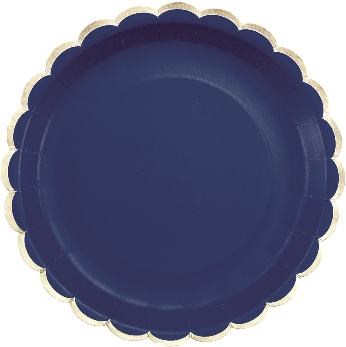 PARTYPRO - 8 elegante geschulpte kartonnen borden marineblauw en goud 23 cm