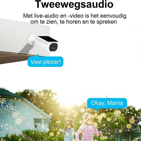 TWUFY Solar Camera - Beveiligingscamera Draadloos Buiten - Buiten Camera met Nachtzicht - Buiten Camera met Zonnepaneel - Bewakingscamera voor Buiten - Beveiligingscamera Buiten - 4MP Ultra HD - Met wifi en App - 2 Stuks van Merkloos — afbeelding 2