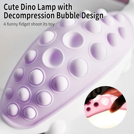 Dino Nachtlampje voor Kinderen - Silicone Pop Bubble Lamp met 7 Nachtlicht Modus - Oplaadbare Touch Lamp voor Babykamers van Dino. — afbeelding 5
