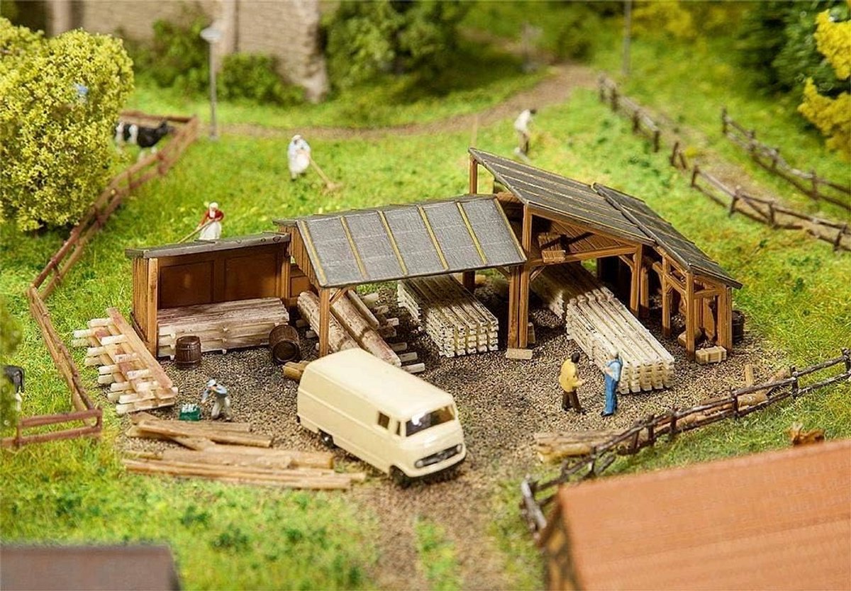 Timber Storage Sheds N Scale Bouwset - Houten Lagerschuur voor Modelbouw