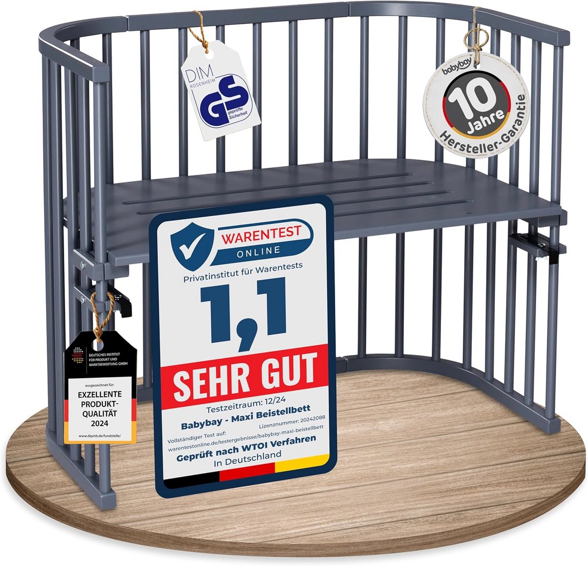 Extra groot bijzetbed voor baby's van massief beukenhout