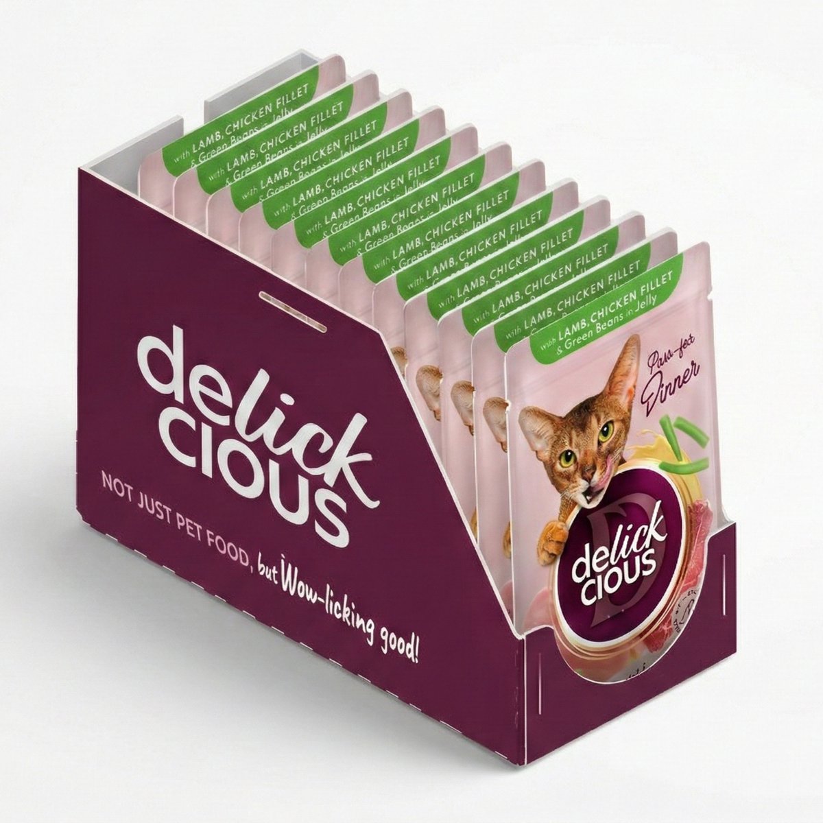 delickcious Delickcious Nat Kattenvoer Adult – Lam, Kipfilet & Groene Bonen in Gelei 12x85g