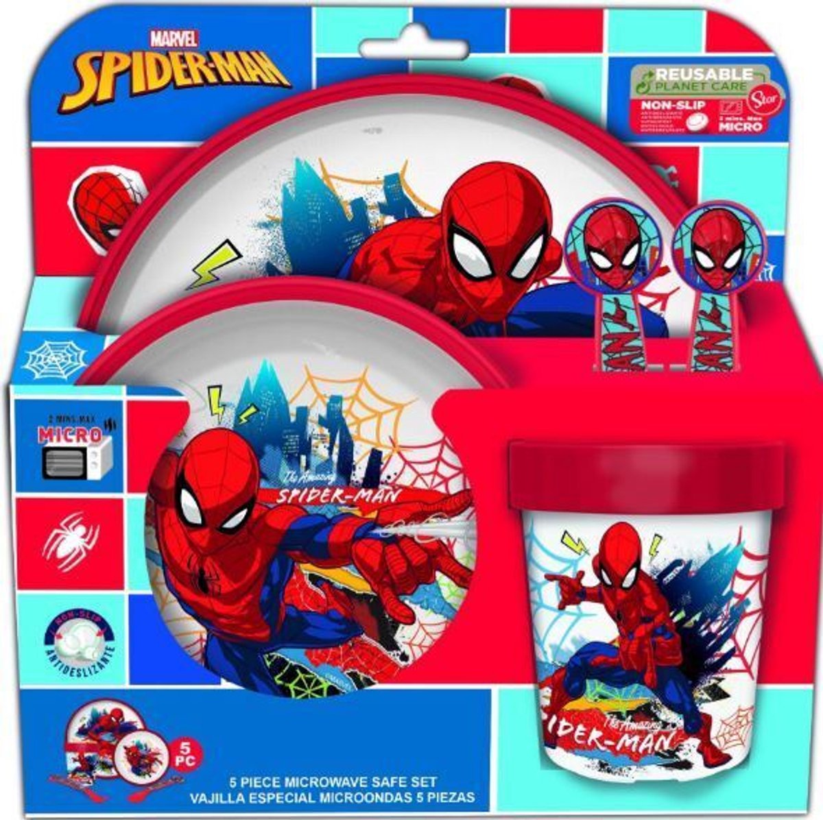 Spiderman 5 delige eetset