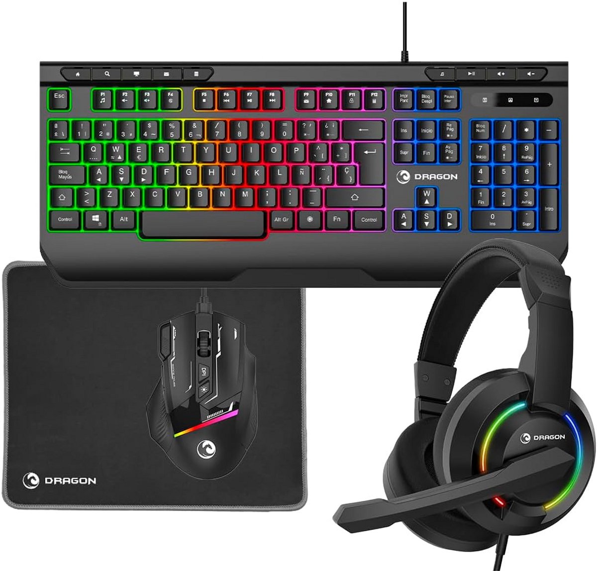 Complete Gaming Set Desktop Toetsenbord Muis Hoofdtelefoon en Muismat