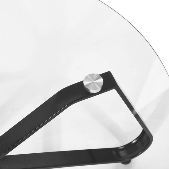 Ronde Salontafel van Gehard Glas met Zwarte Metalen Basis | bol