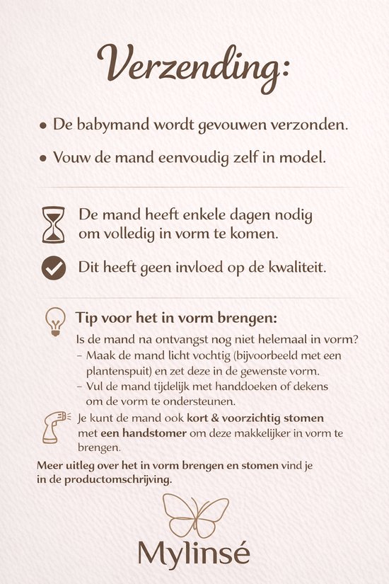 Babymand / Verschoonmand van Gevlochten Katoen met Bamboe Matras – Commode Mand 40×80 cm — afbeelding 3