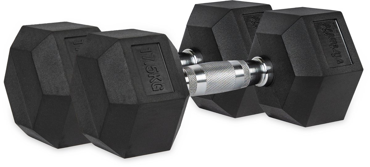 VirtuFit Hexa Dumbbell Pro Set - 2 x 17,5 kg - Hexagon Dumbbell - Duurzaam en Slijtvast - Krachttraining - Gewicht - CrossFit & Fitness - Geschikt voor Beginners en Professionals - Set van 2