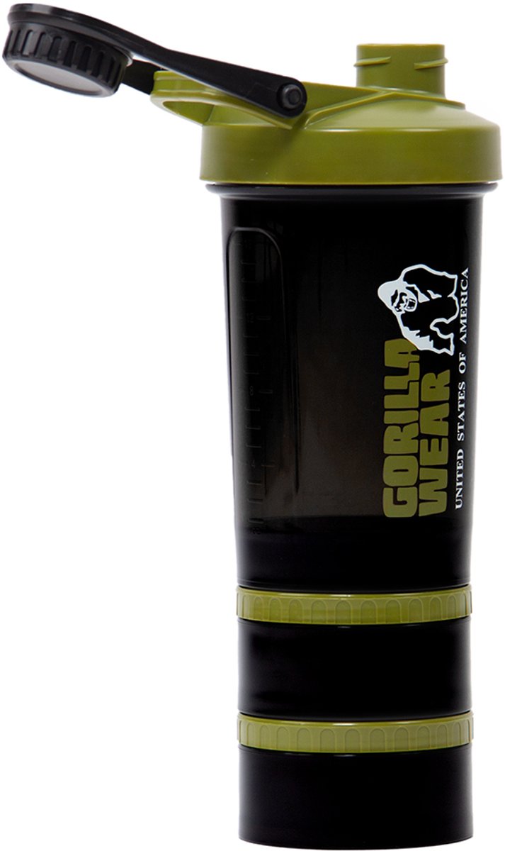 Gorilla Wear Shaker 2 GO - Zwart/Legergroen - 760ml — afbeelding 3