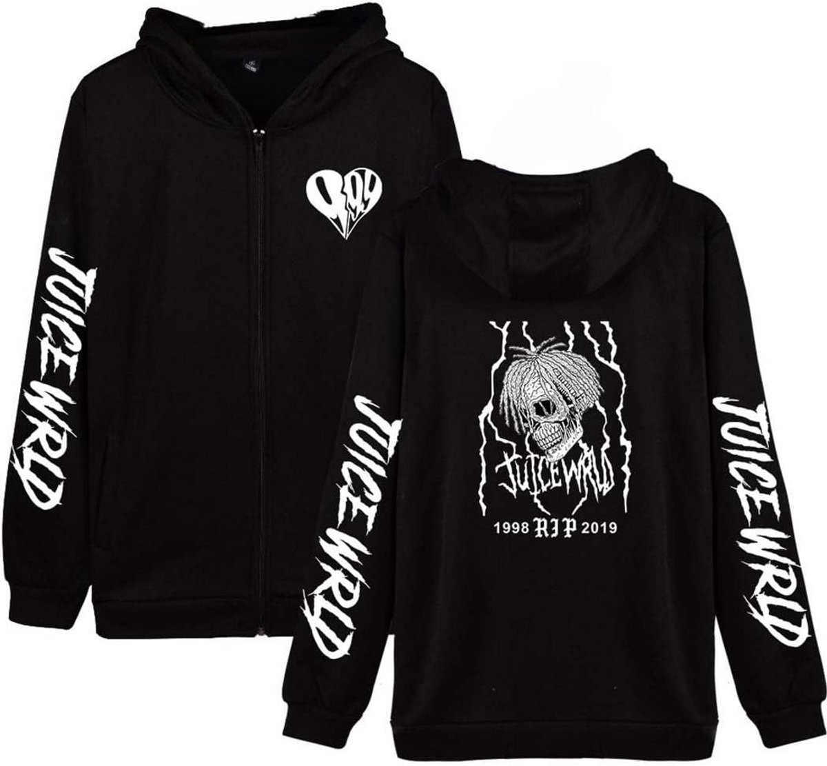 Unisex Hoodie met Ritssluiting en 3D-print voor Hip Hop Fans
