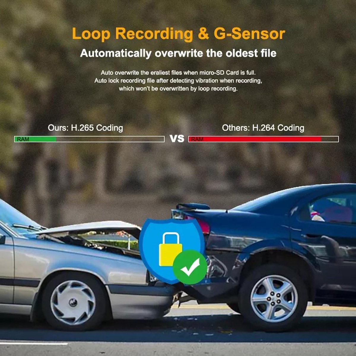 4K-dashcam met dubbele lens, groothoekcamera's aan de voor- en achterkant, ondersteunt 24-uurs parkeerbewaking, heeft een 3,16-inch scherm en een nachtzichtfunctie. Deze dashcam begeleidt u tijdens uw reis (32 GB). – foto 3